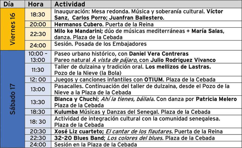 El folk de la reserva. Soberanía cultural, músicas de raíz 2 24 02 cuadro actuaciones