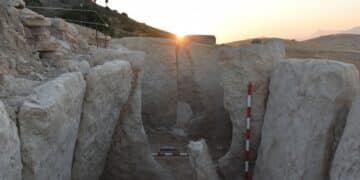 Archaeologists uncover 42-foot-long burial monument