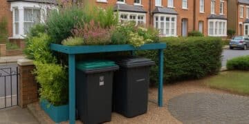 Goodbye unsightly trash can - the DIY solution with vertical garden and trellis that hides it