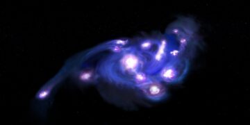 Confirmed by space observations—what appeared to be a single galaxy turns out to be a cluster of at least 15 starbursts