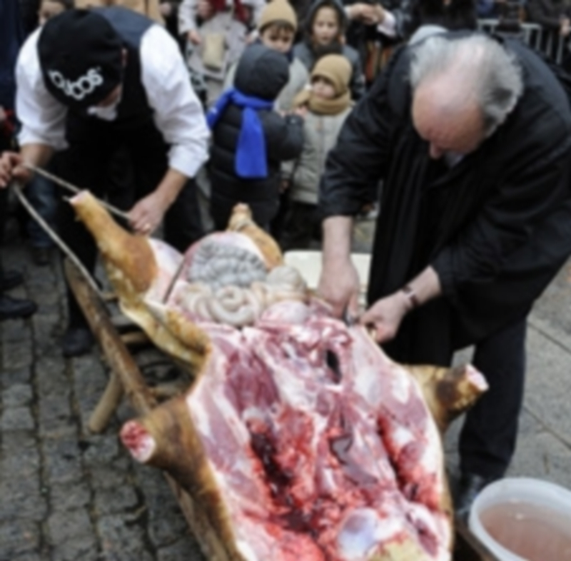 Una de las matanzas del cerdo llevadas a cabo con el fin de promocionar este tipo de costumbrse. / El Adelantado