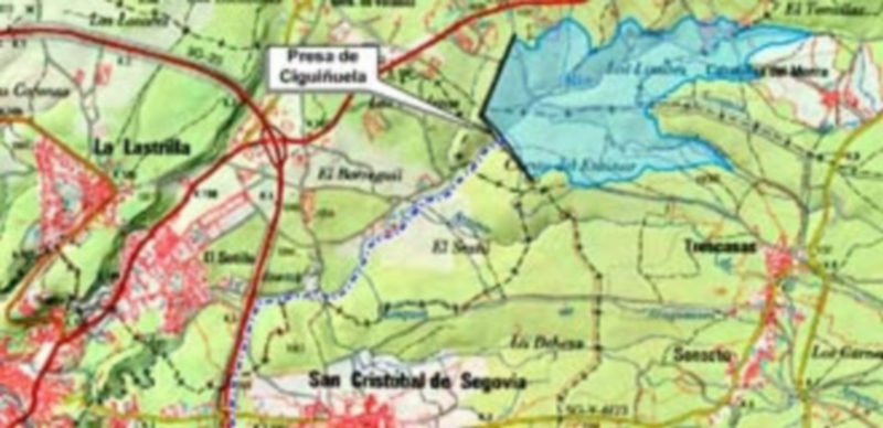 Mapa de embalse de Ciguiñuela