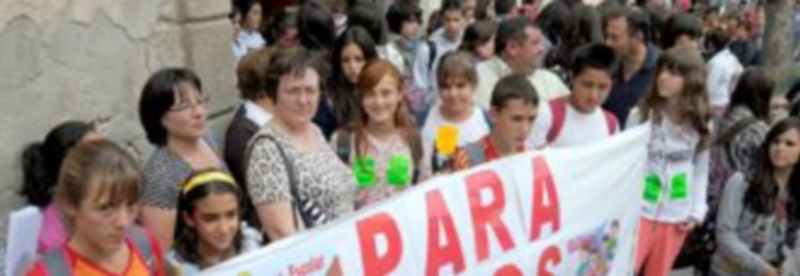 Estudiantes y padres de alumnos del IES Peñalara realizaron en septiembre una concentración en apoyo a los niños de Navafría y Gallegos. /Kamarero