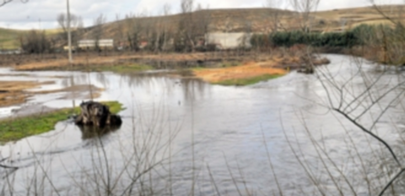 Imagen de la zona inundada junto al puente del Eresma