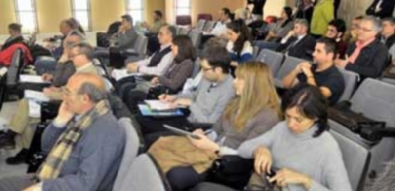 El salón de plenos de la Diputación acogió la jornada sobre rehabilitación y certificación energética en edificios. / Kamarero