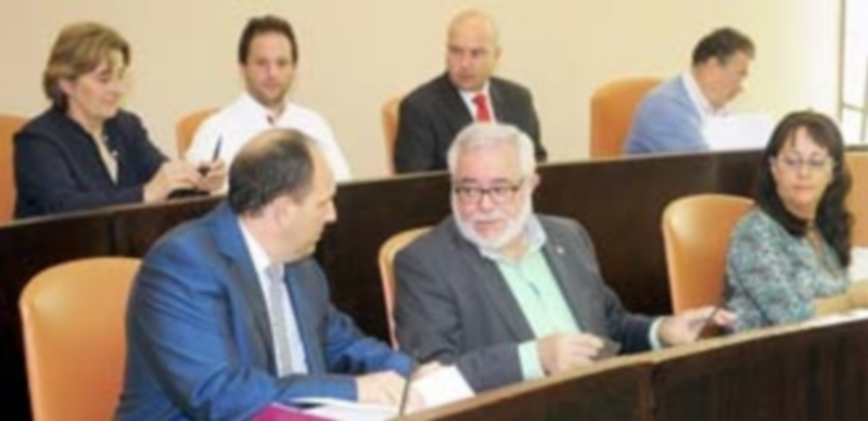 El grupo socialista en un pleno en la Diputación Provincial
