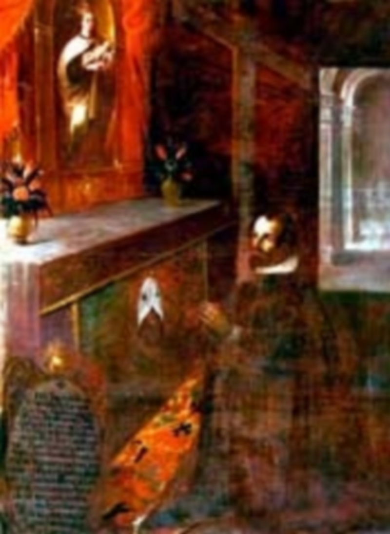 El óleo sobre lienzo muestra a Lucas Aguilar rezando. / El Adelantado