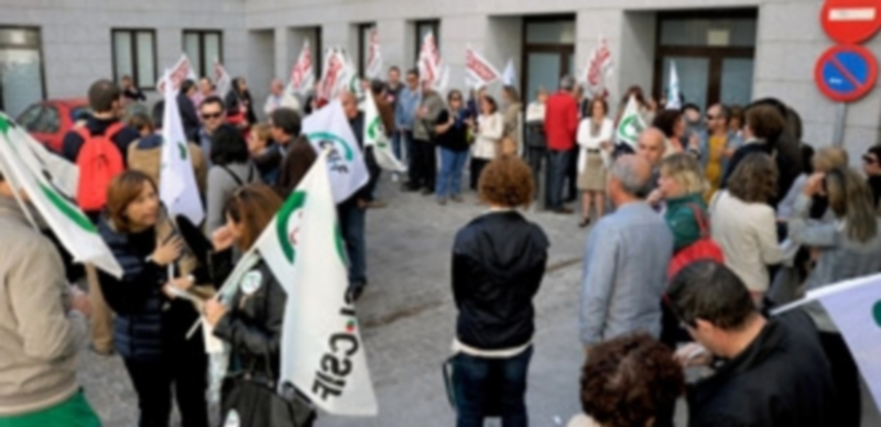 Los empleados público se concentraron ayer ante la Delegación de la Junta en Segovia. / kamarero