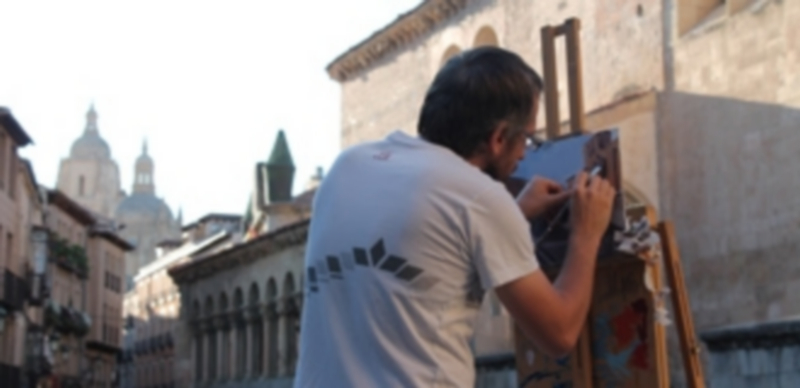 Un alumno del curso de pintores pensionados