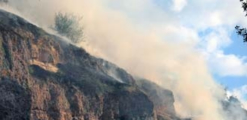 Las llamas fueron visibles en las zonas más altas del talud del valle. / M.Galindo