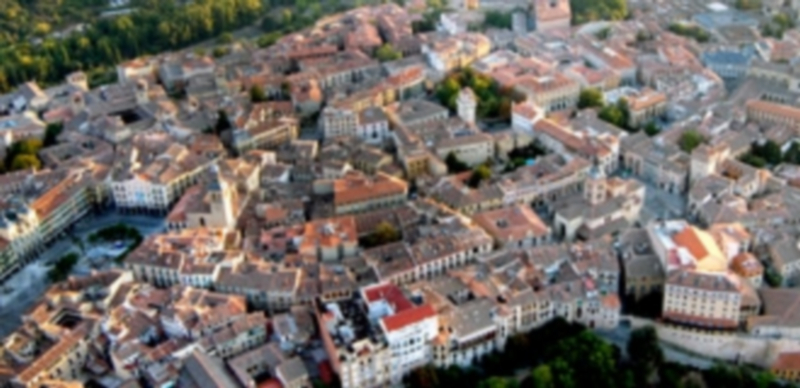 Vista desde el aire de buena parte del recinto amurallado de la ciudad
