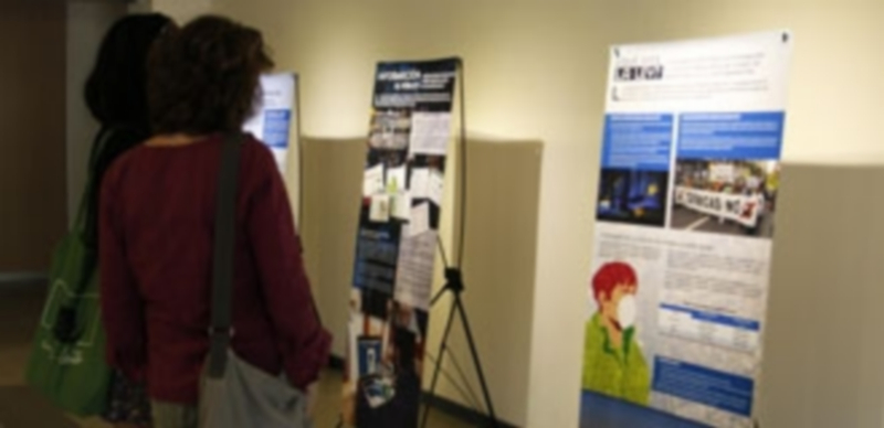 Una visitante de la exposición contempla los paneles. /Nerea LLorente