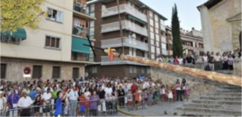 El barrio del Cristo del Mercado acoge esta tarde la tradicional Bajada del Mayo 1 Uno de los instantes de la bajada del mayo que será hoy en el barrio segoviano. / Lara Mazagatos
