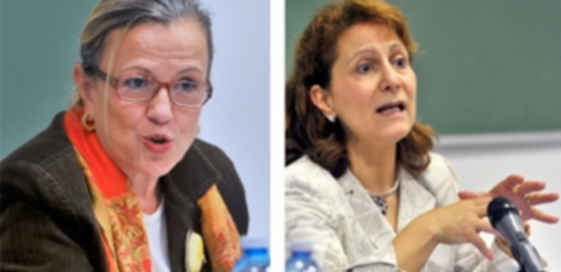 Georgina Higueras y Elsa González expusieron sus puntos de vista sobre la relación entre seguridad y comunicación. / Kamarero