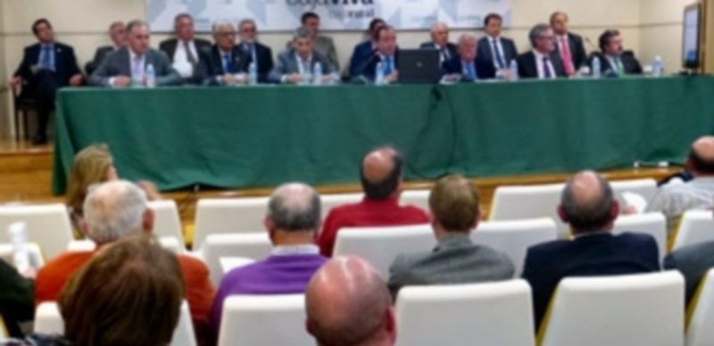 Imagen de la mesa presidencial de la Asamblea General celebrada ayer