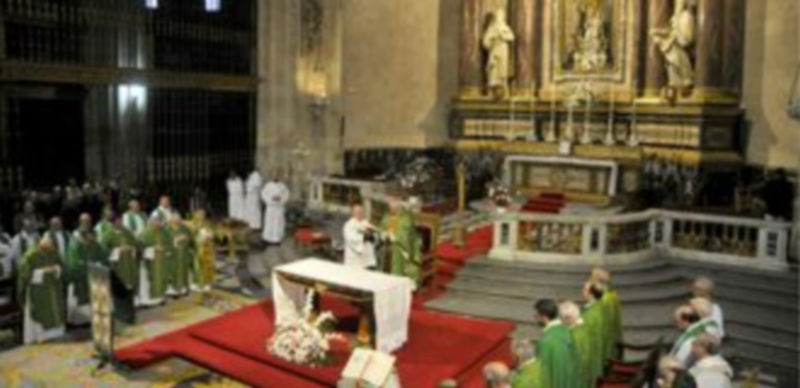 El obispo concederá indulgencia a quienes peregrinen a San Frutos 1 Un momento de la eucaristía que presidió ayer el obispo de Segovia