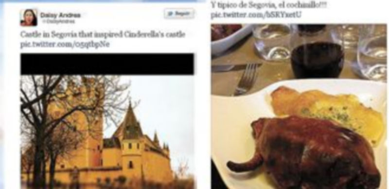 Imágenes “subidas” a Twitter por turistas.
