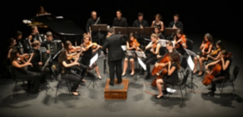 Los músicos durante su actuación en el escenario del Teatro Juan Bravo