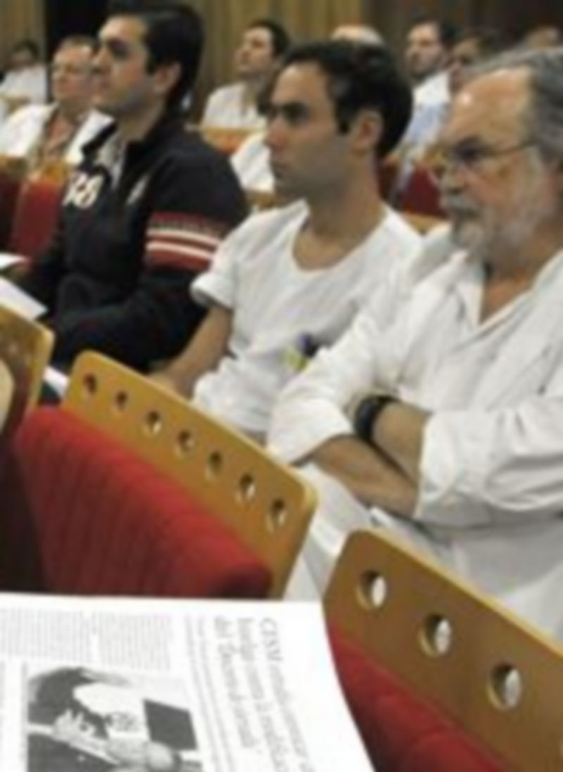 Algunos de los médicos que participaron ayer en la asamblea informativa del sindicato CESM Castilla y León en el Hospital de Segovia. / Alberto Benavente.