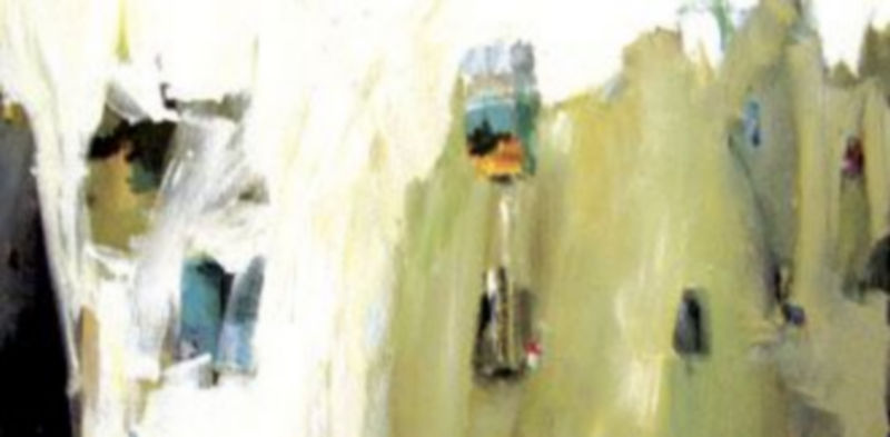 Juan Pablo Díaz Merchante. Hogares en el recinto amurallado (2011). Óleo sobre lienzo. 90 x 110 cms.