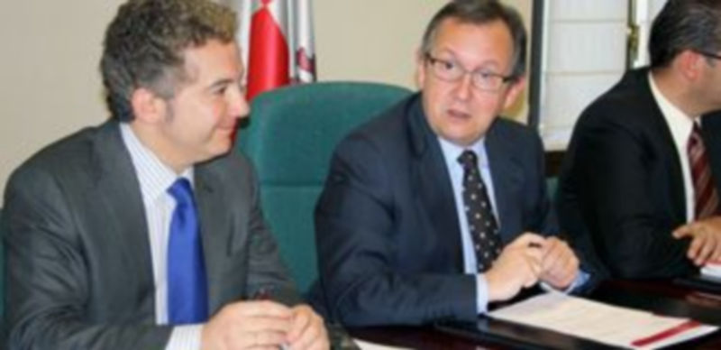 Pedro Palomo y Javier López Escobar durante la reunión de la Comisión Territorial de Coordinación./ El Adelantado