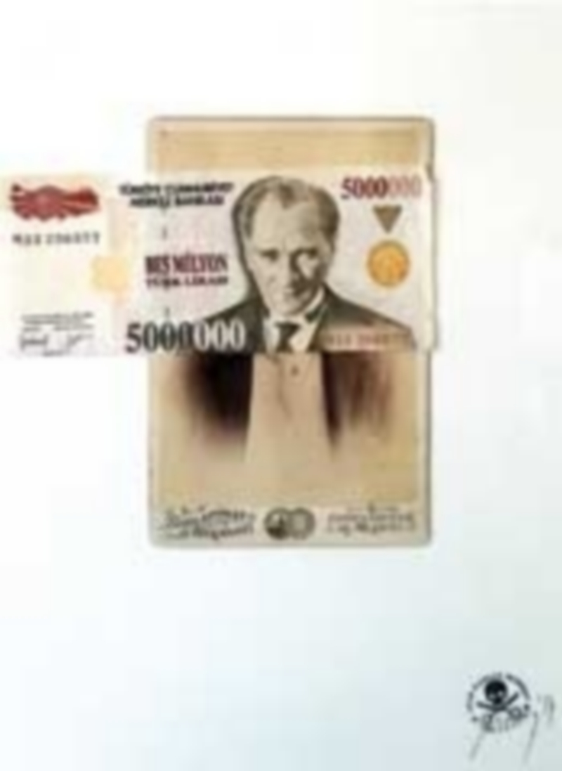 Juan Carlos Monroy. Ataturk. Billete antiguo de 5 MM. de liras turcas. Sobre Foto de los Hermanos Schlattman