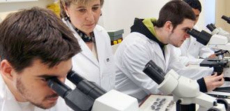 Imagen de una clase en uno de los laboratorios de biología de IE Universidad. / E. A.