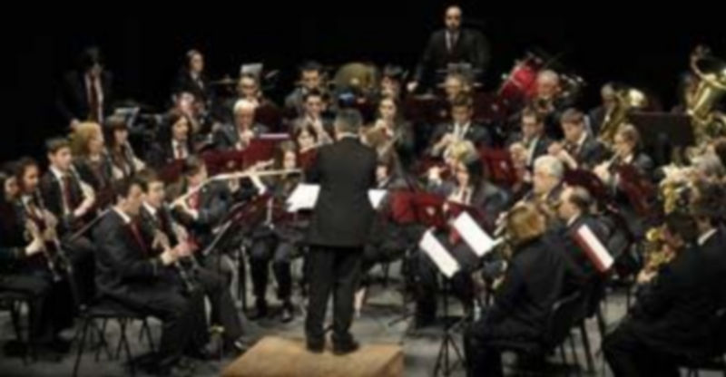 Un momento de la actuación de la Banda de Nava de la Asunción que dirige Víctor José Fernández Lucerón. / juan martin