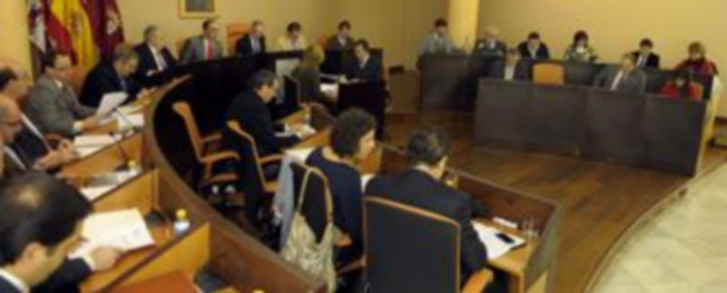 Imagen que presentaba el salón de plenos de la Diputación Provincial de Segovia durante la sesión celebrada el pasado lunes. / Kamarero