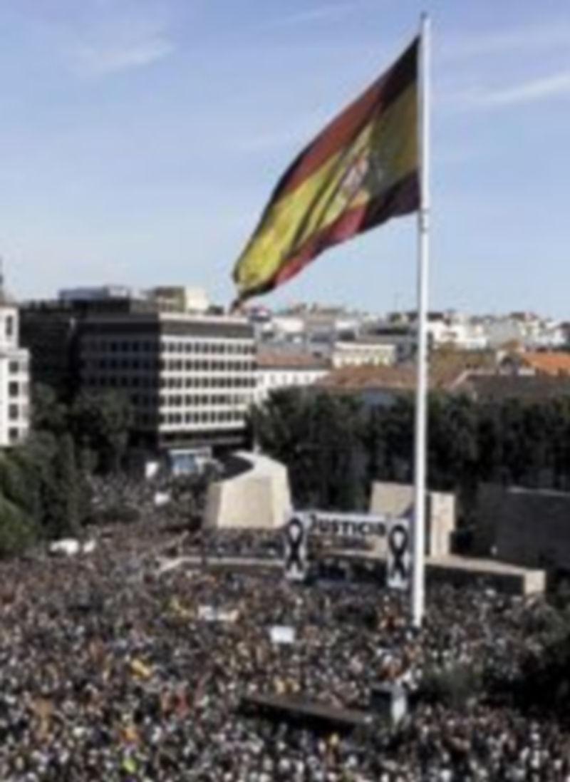 Miles de personas se manifestaron ayer en la plaza Colon en favor de la ‘doctrina Parot’. / Juan Carlos Hidalgo (Efe)
