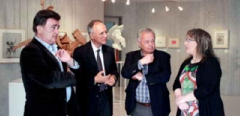 Concejala y alcalde (en los extremos) junto a Francisco Blanco y Gonzalo Santonja