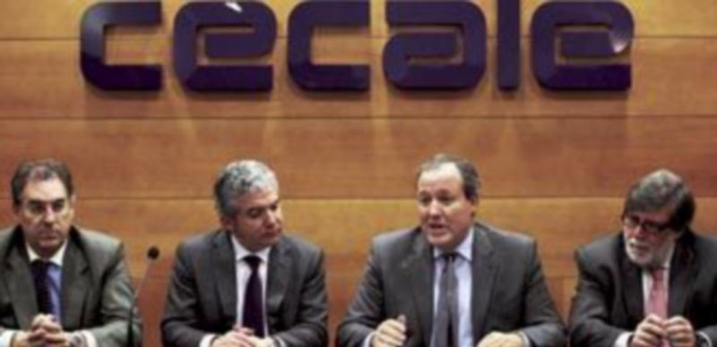 Jesús Terciado (2 d) analiza las medidas de ajuste anunciadas en los últimos días junto a miembros de la junta directiva de Cecale. / Ical