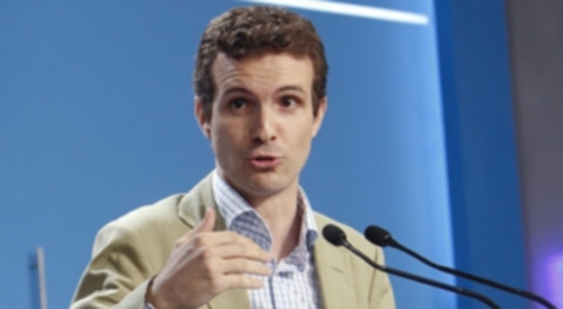 Pablo Casado en rueda de prensa. / Efe