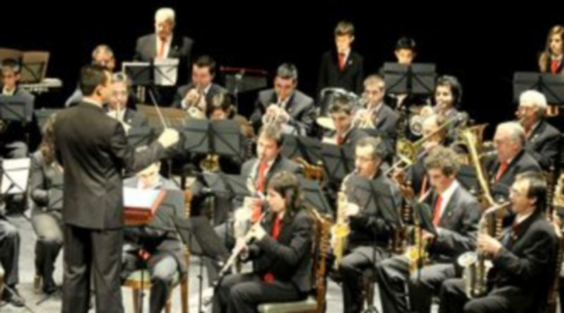 Alberto Brogeras dirige a la orquesta ‘Villa de Ayllón’ en un momento del concierto ofrecido ayer./ Alberto Benavente