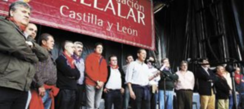 Adolfo Delibes leyó el manifiesto en la campa de Villalar durante la celebración del Día de la Comunidad de 2010 ante miles de ciudadanos. / Ical