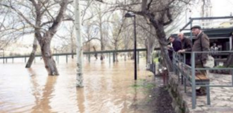 Varias personas observan la crecida del río Duero a su paso por Zamora. / Ical