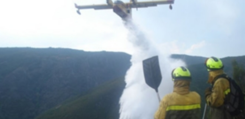 Un dispositivo de tierra y aire trata de controlar un incendio producido en montes de la comunidad. / Magrama