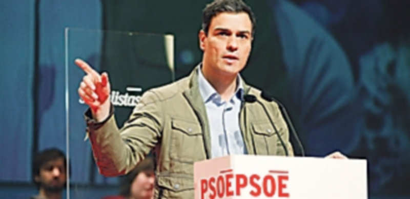 El líder socialista clausuró la conferencia del partido en Zaragoza que daba comienzo a la precampaña electoral. / Efe