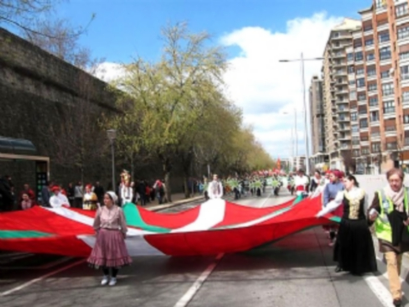 Uno de los actos de celebración del Aberri Eguna en Pamplona