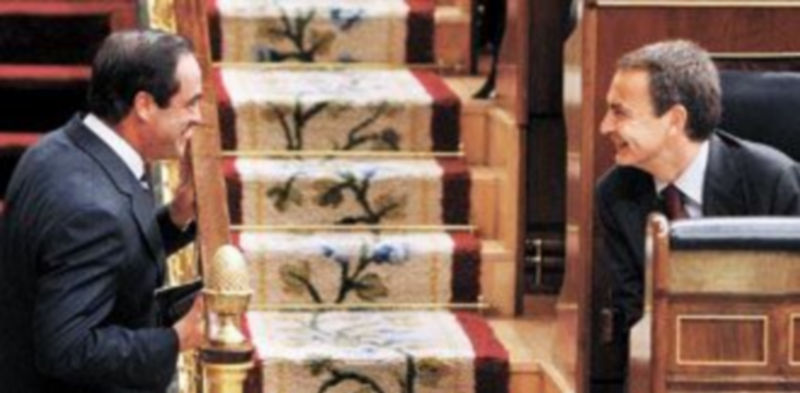 José Bono charla en el Congreso con José Luis Rodríguez Zapatero
