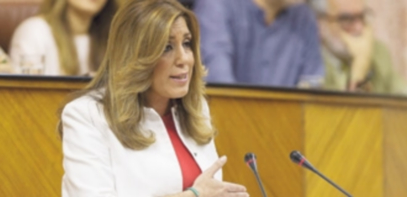 La presidenta en funciones de Andalucía durante el debate de investidura. / Efe