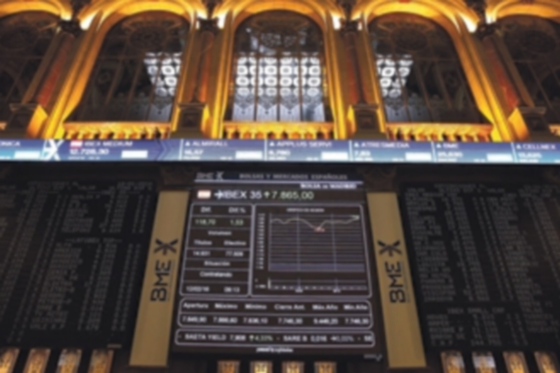 El panel de la Bolsa de Madrid