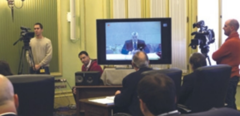 Videoconferencia de Luis Bárcenas en la que declaró en torno a la construcción de hospital de Son Espases. / EFE