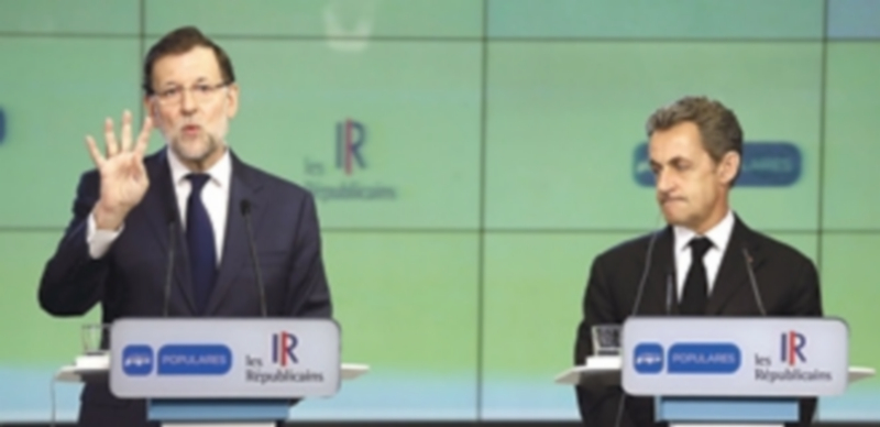 Rajoy responde a Aznar con las buenas previsiones económicas 1 El presidente del Gobierno durante su intervención tras el encuentro con el mandatario francés Nicolas Sarkozy. / EFE