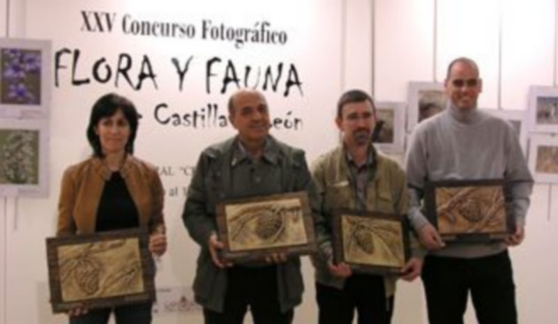 Los ganadores del certamen junto a sus trofeos al finalizar el acto en la sala Cronista Herrera. / Nuria Pascual