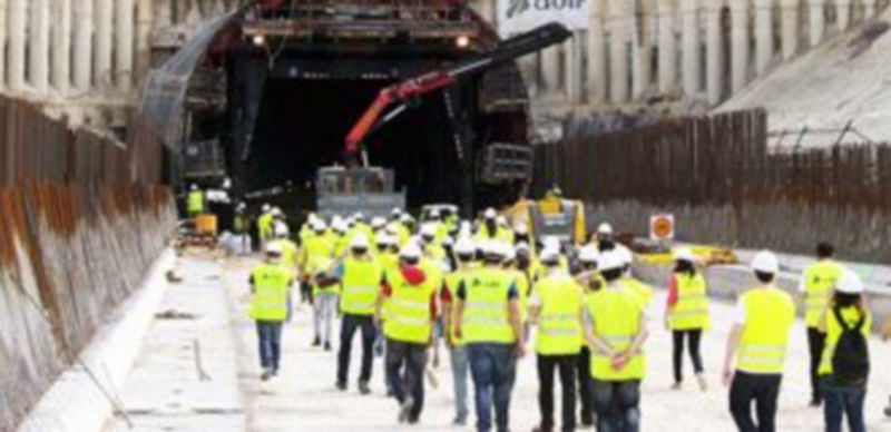 Obras de construcción de la plataforma Venta de Baños-Burgos. / ICAL.