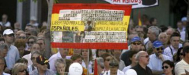 Cientos de banderas españolas dieron colorido a la marcha