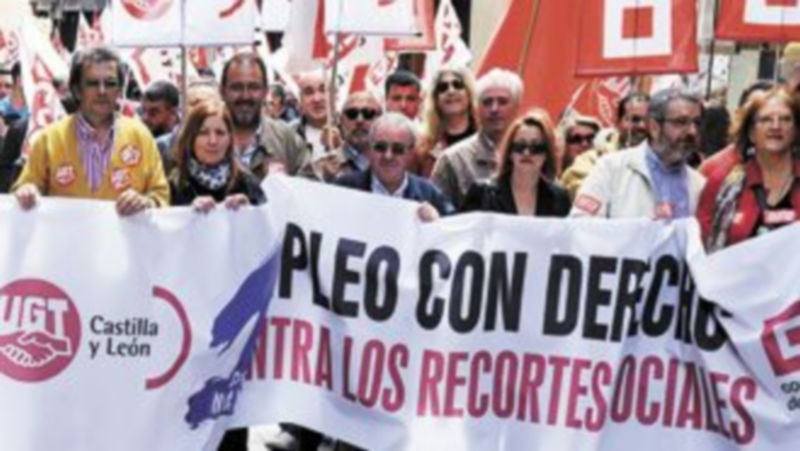 Cabeza de una de las manifestaciones que se celebraron en Castilla y León con motivo del Primero de Mayo. / Ical