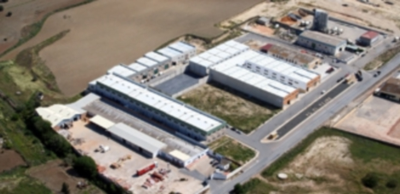 Vista aérea de un polígono industrial en la provincia de Huelva