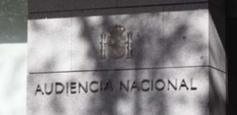 Fachada principal de la Audiencia Nacional en Madrid